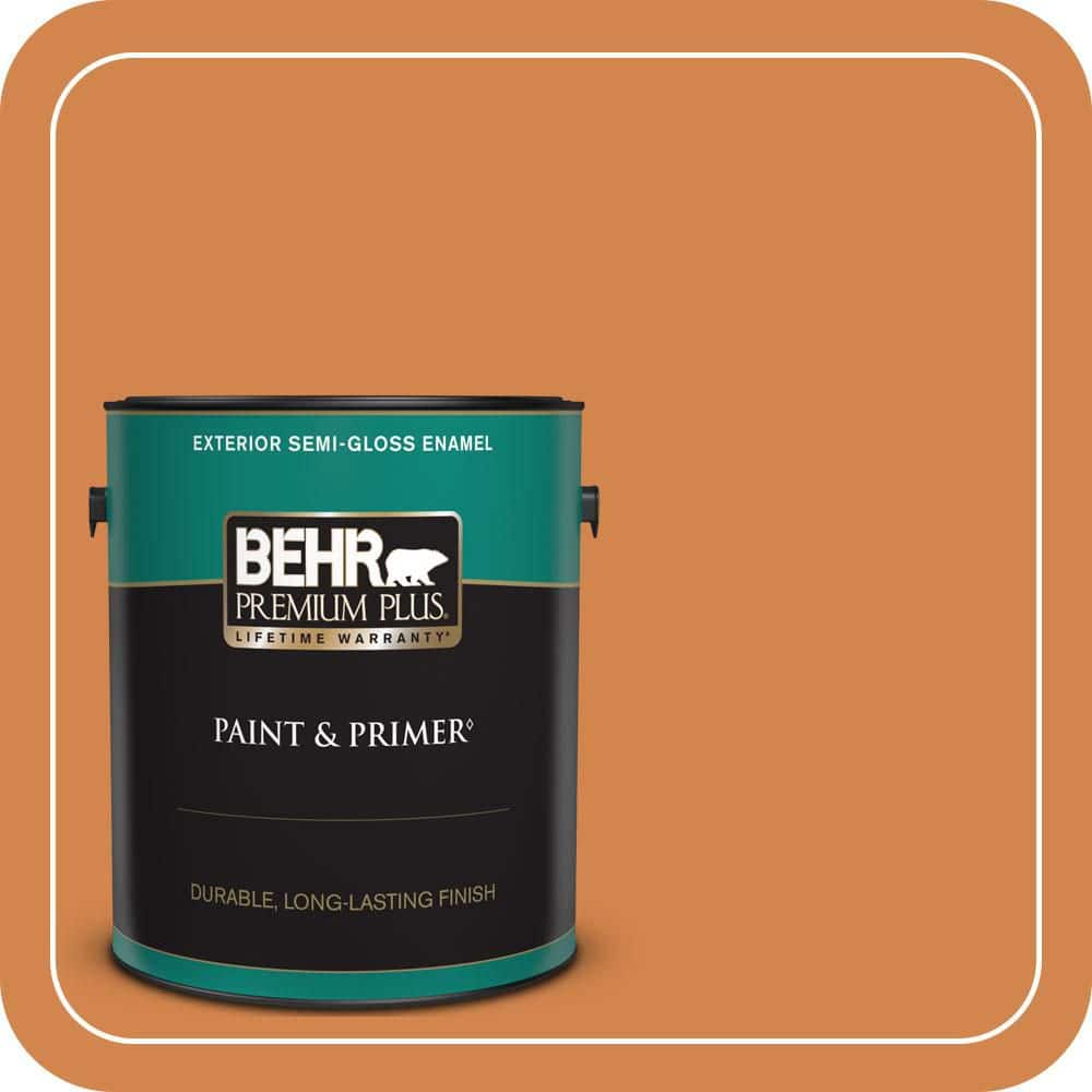BEHR PREMIUM PLUS 1 gal. #PPU3-03 Flaming Torch Semi-Gloss Enamel Exterior Paint & Primer
