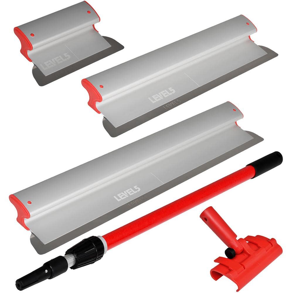 LEVEL5 10 in., 24 in., 32 in. Skimming Blade Set with 37 in. to 63 in. Extension Handle and Handle Adapter