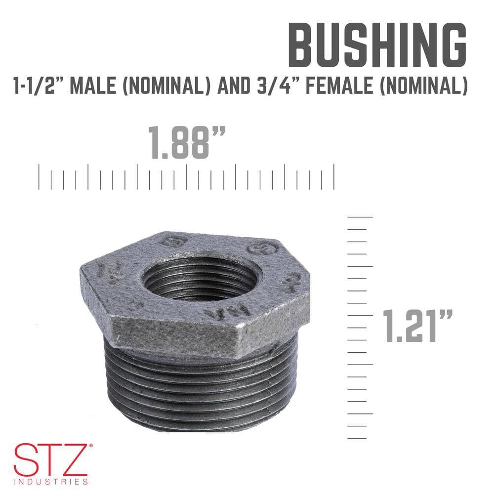STZ 1-1/2 in. x 3/4 in. Black Iron Bushing (3)