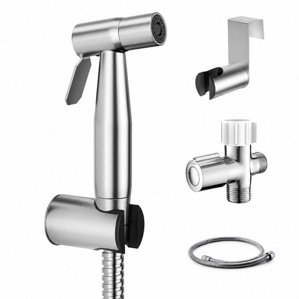 Anqtovp Handheld Bidet Sprayer Attachment with Adjustable Water Pressure, Leak-Free T-Valve, Hose and Holder Included (1)