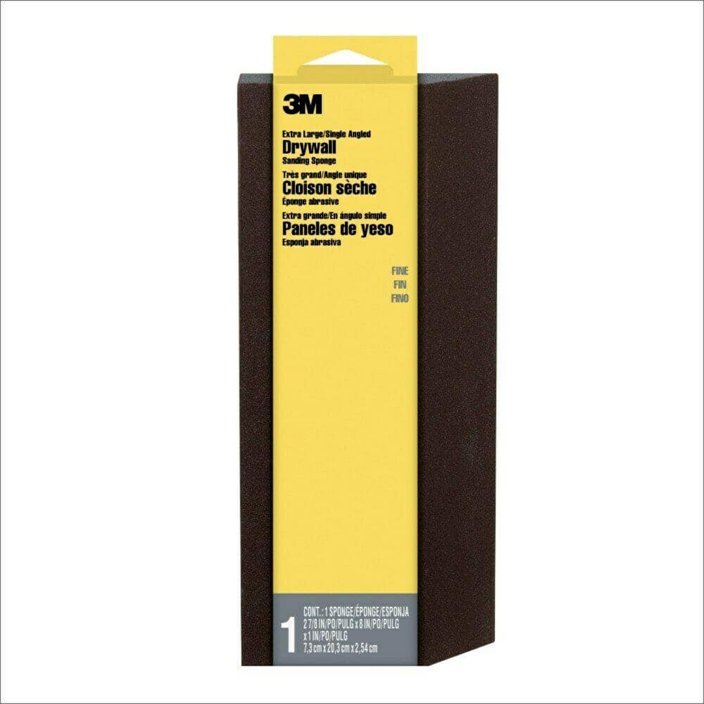 3M 2 7/8 in. x 8 in. x 1 in. Fine Extra Large Angled Drywall Sanding Sponge