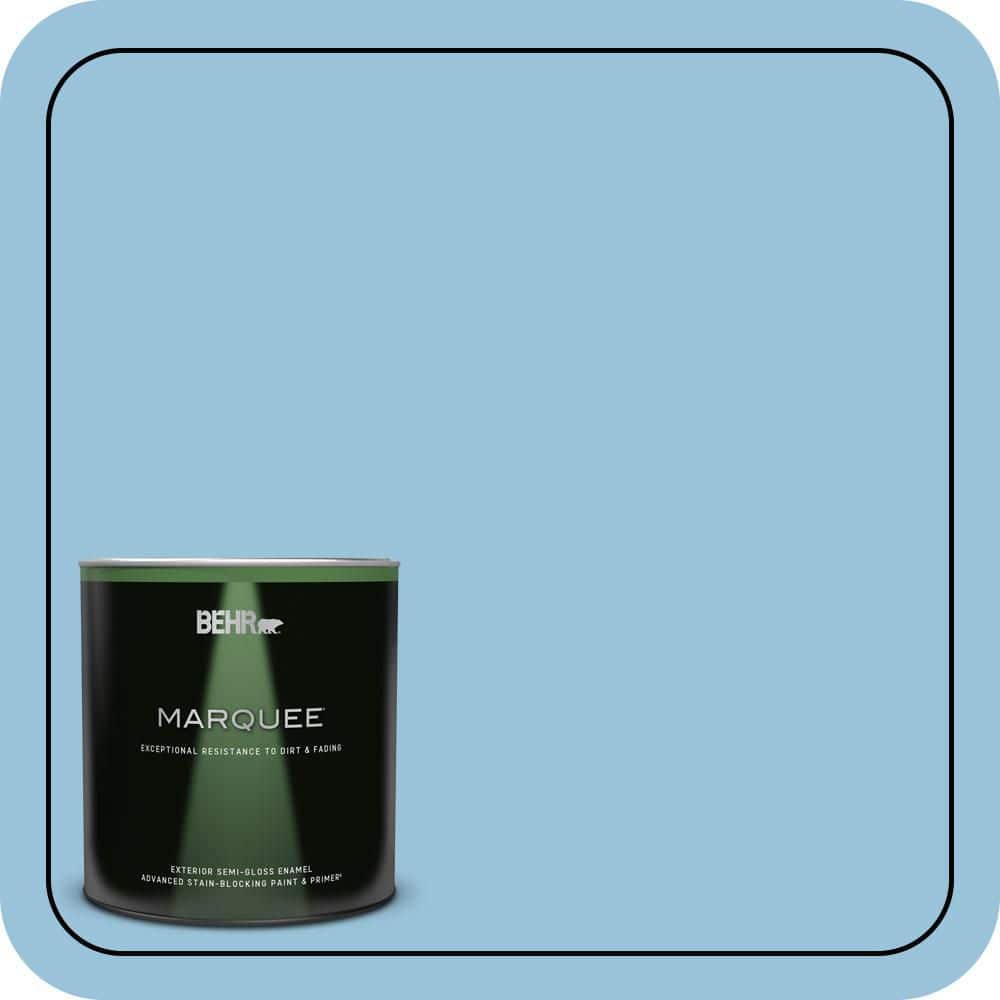 BEHR MARQUEE 1 qt. #560D-4 Madras Blue Semi-Gloss Enamel Exterior Paint & Primer