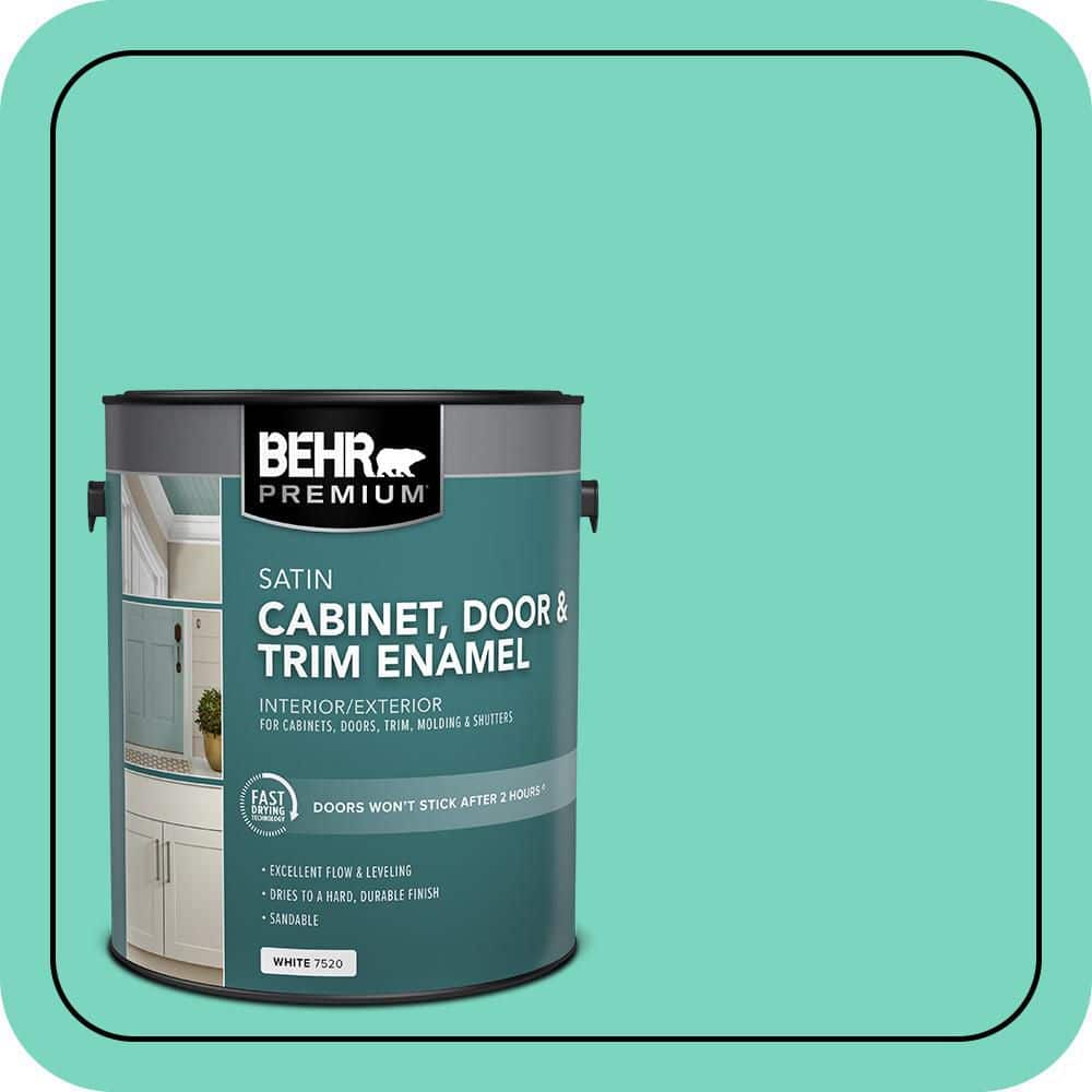 BEHR PREMIUM 1 gal. #P430-3 Green Parakeet Satin Enamel Interior/Exterior Cabinet, Door & Trim Paint
