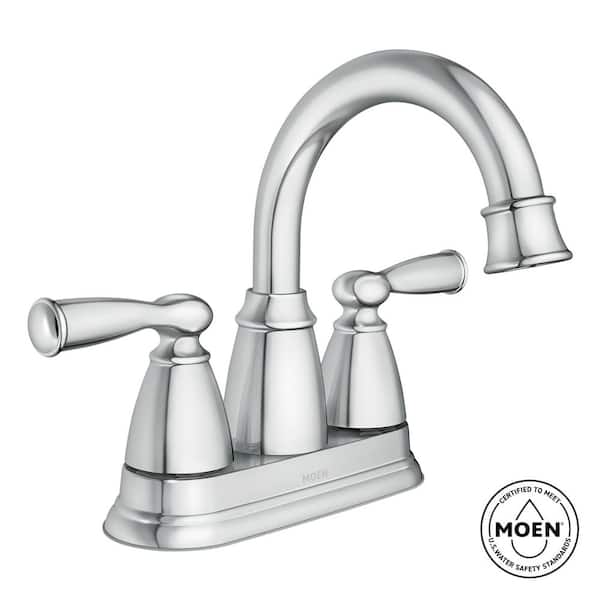 MOEN Banbury 4 in. Centerset Double Handle Bathroom Faucet in Chrome