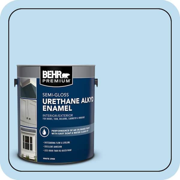 BEHR PREMIUM 1 gal. #550A-2 Tropical Pool Urethane Alkyd Semi-Gloss Enamel Interior/Exterior Paint (2)