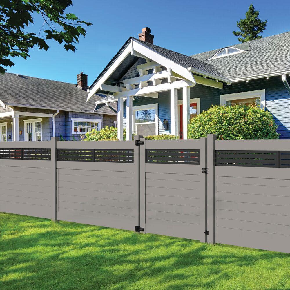 Barrette Outdoor Living Horizontal Fence Boardwalk DSP 5 in. x 5 in. x 108 in. Gray Vinyl Corner Post (2)