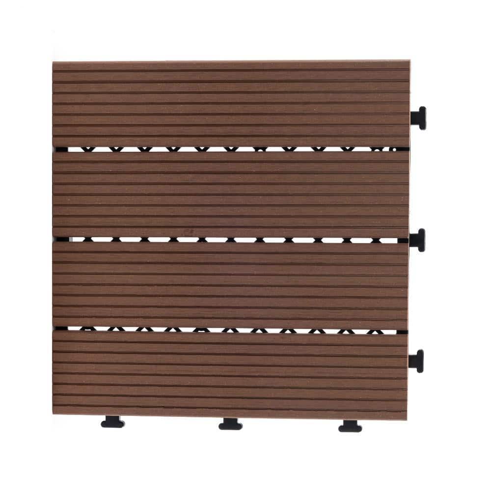 Courtyard Casual 1 ft. x 1 ft. Composite Deck Tile in Brown (9-Piece)