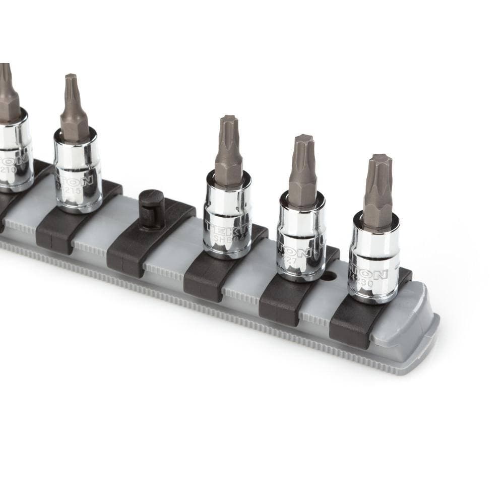 TEKTON 1/4 in. Drive x 8 in. Socket Rail, 13 Clips, Gray (2)
