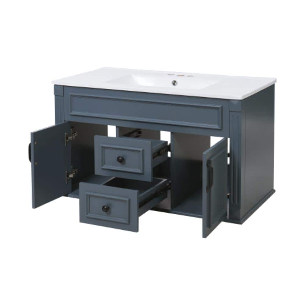 Unbranded 36 in. W x 18.31 in. D x 21.5 in. H Bathroom Blue Linen Cabinet