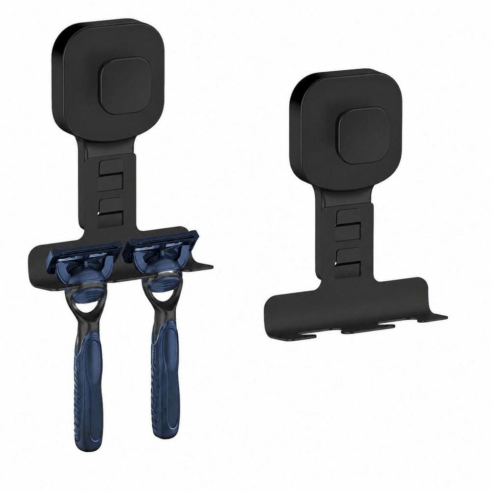 Unbranded Matte Black 2-Pack Black 304 Stainless Steel Suction Cup Razor Holder Robe Hook for Shower Towel Loofah Glass Mirror