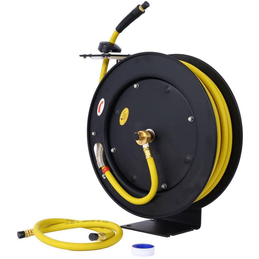 Damodpoy 3/8" Inch x 50' Foot SBR Rubber Hose, Retractable Air Hose Reel, Max 300PSI (2)