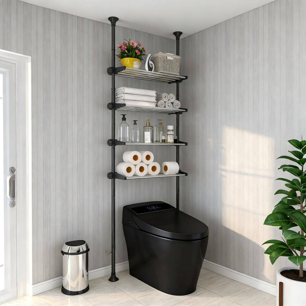 Whatseaso 12.5 in. W x 97 in. H x 10 in. D Black Over The Toilet Storage (2)