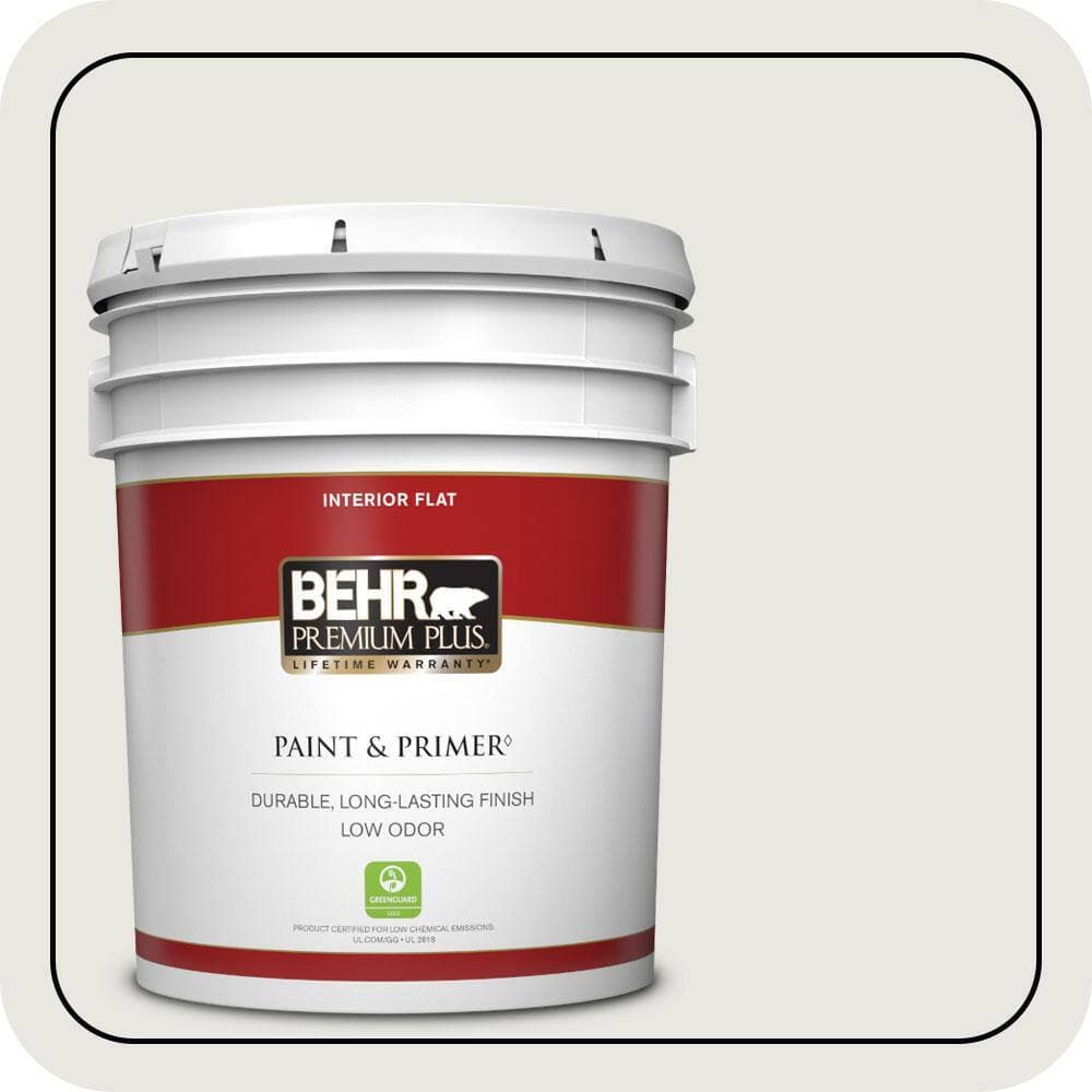 BEHR PREMIUM PLUS 5 gal. #PWN-64 Silver Dust Flat Low Odor Interior Paint & Primer