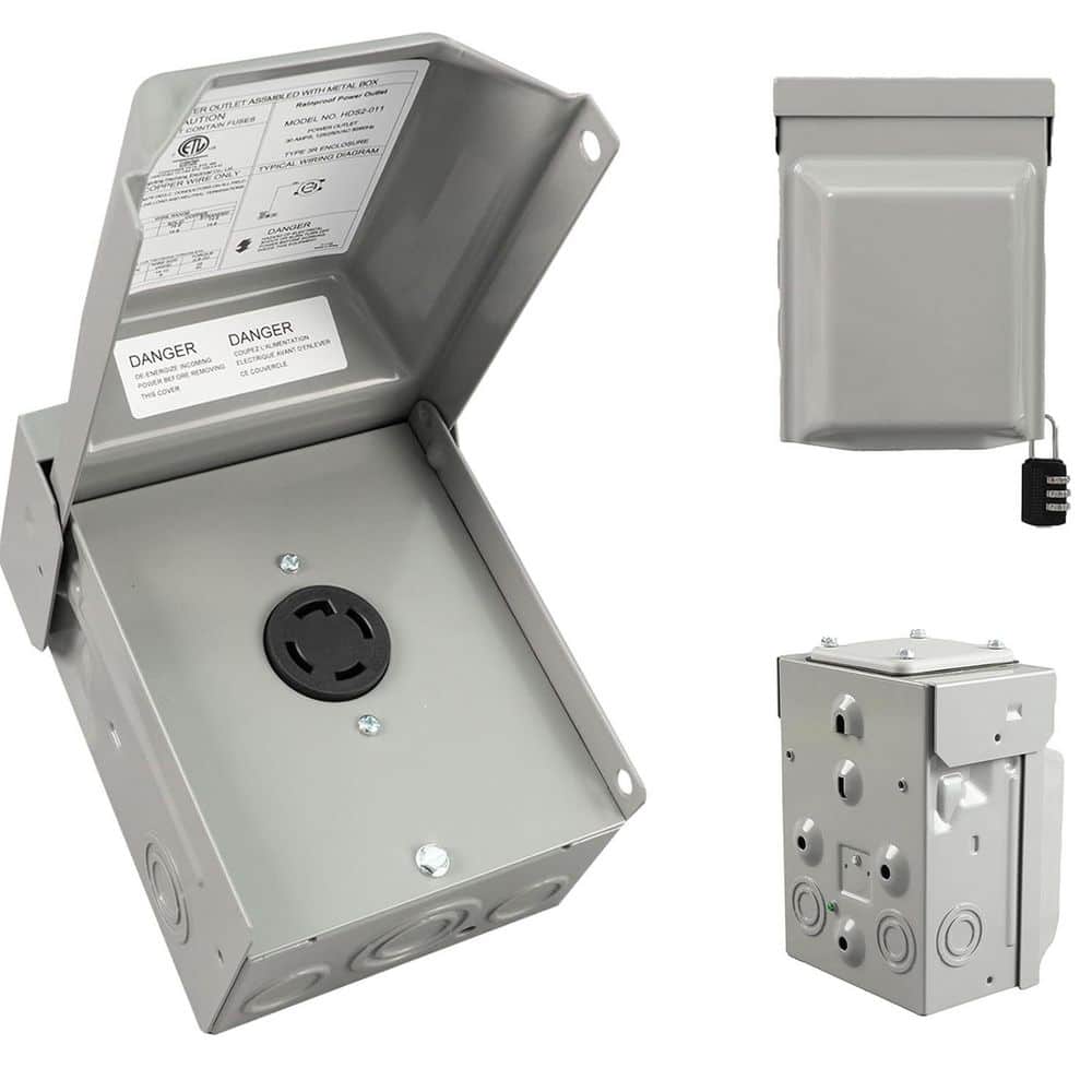 HIITIO 30 Amp NEMA L14-30R Outdoor Power Outlet Box,125/250V ETL Listed Weatherproof Lockable Electrical Panel for RV,Generator (1)