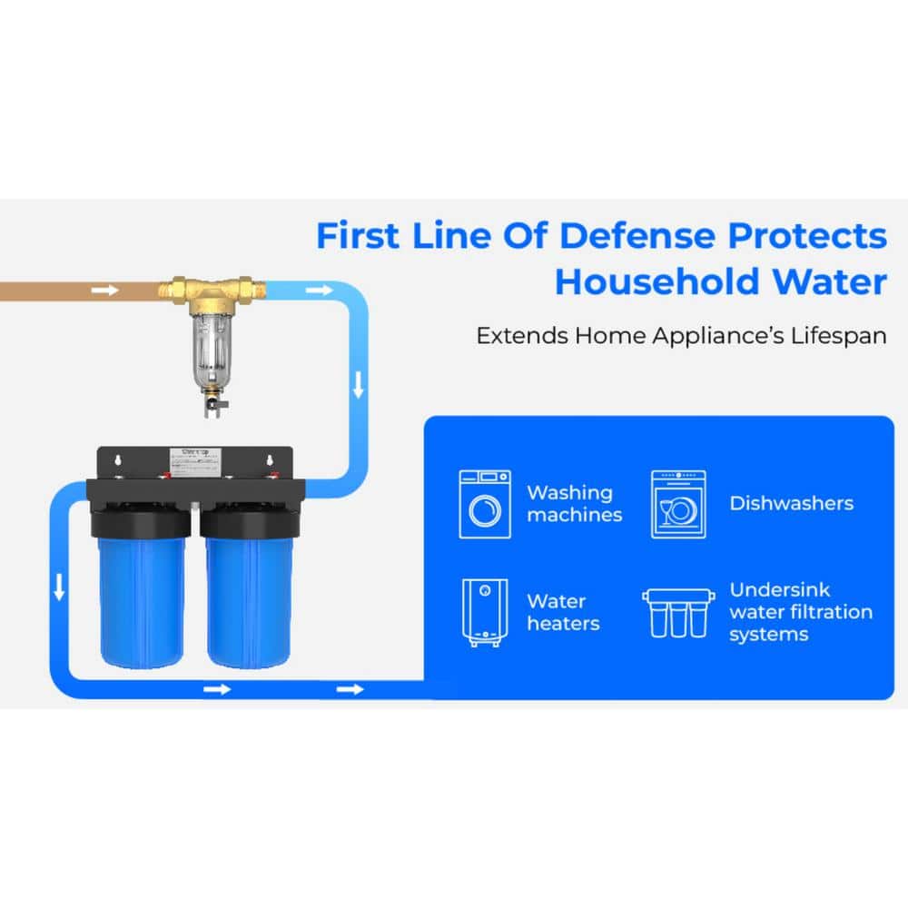 Waterdrop All-in-One Water Treatment Set: G2P600 Tankless 3-Stage RO Filtration System and Whole House Spin Down Sediment Filter (3)