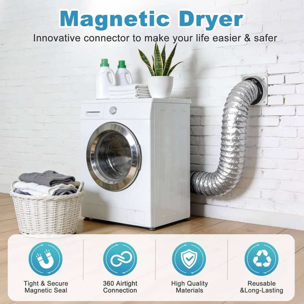 Helhom Magnetic Dryer Vent Kit for 4 in. Dryers, Airtight Seal and Reinforced Wall Connector (2)