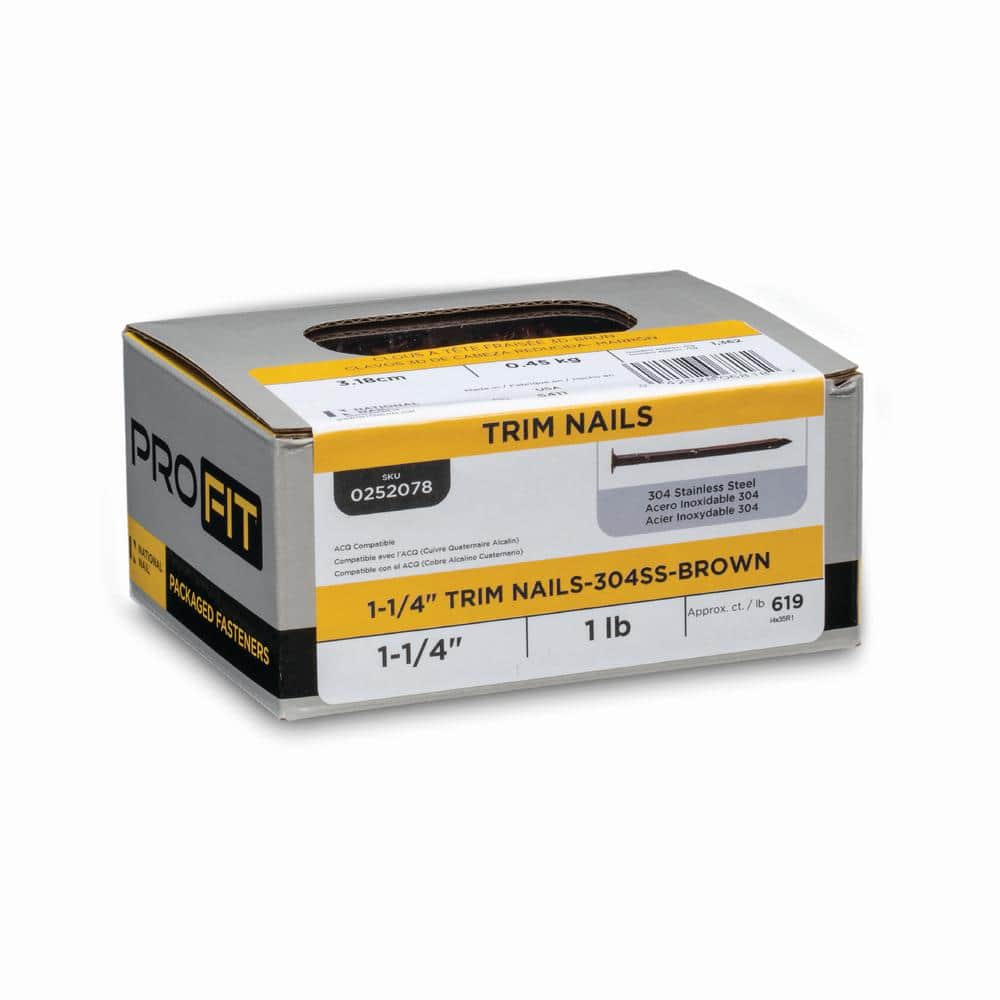 PRO-FIT 1-1/4 in. 304 Stainless Steel Brown Trim Nail 1 lbs. (619-Count) (2)