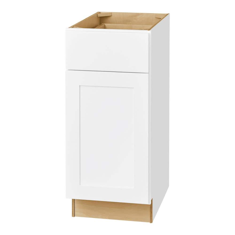 Hampton Bay Avondale 15 in. W x 24 in. D x 34.5 in. H Ready to Assemble Plywood Shaker Base Kitchen Cabinet in Alpine White