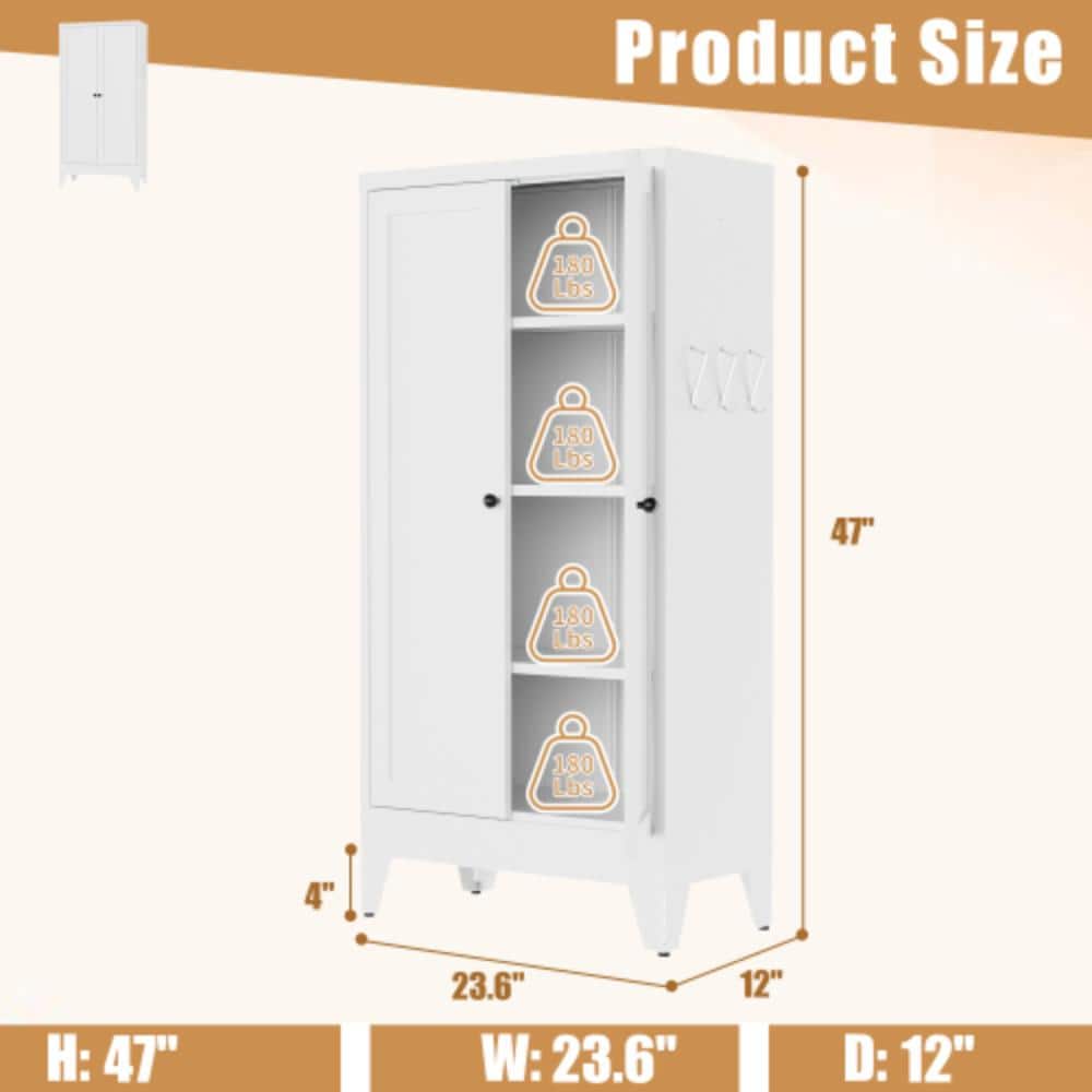 Unbranded 23.7 in. W x 11.9 in. D x 47.3 in. H Bathroom White Linen Cabinet (2)