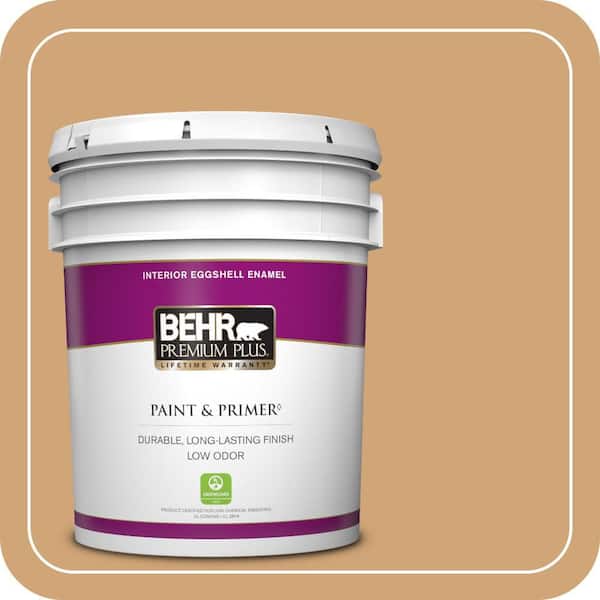 BEHR PREMIUM PLUS 5 gal. #PMD-79 Sesame Eggshell Enamel Low Odor Interior Paint & Primer (2)