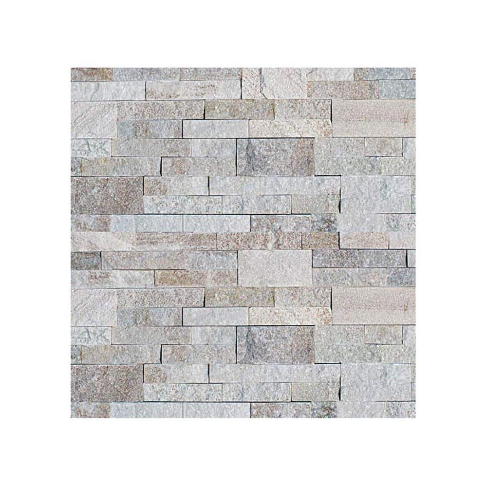 Prestige Stone and Granite 6 in. x 6 in. White Chestnut Natural Stacked Stone Veneer Siding Sample Swatch