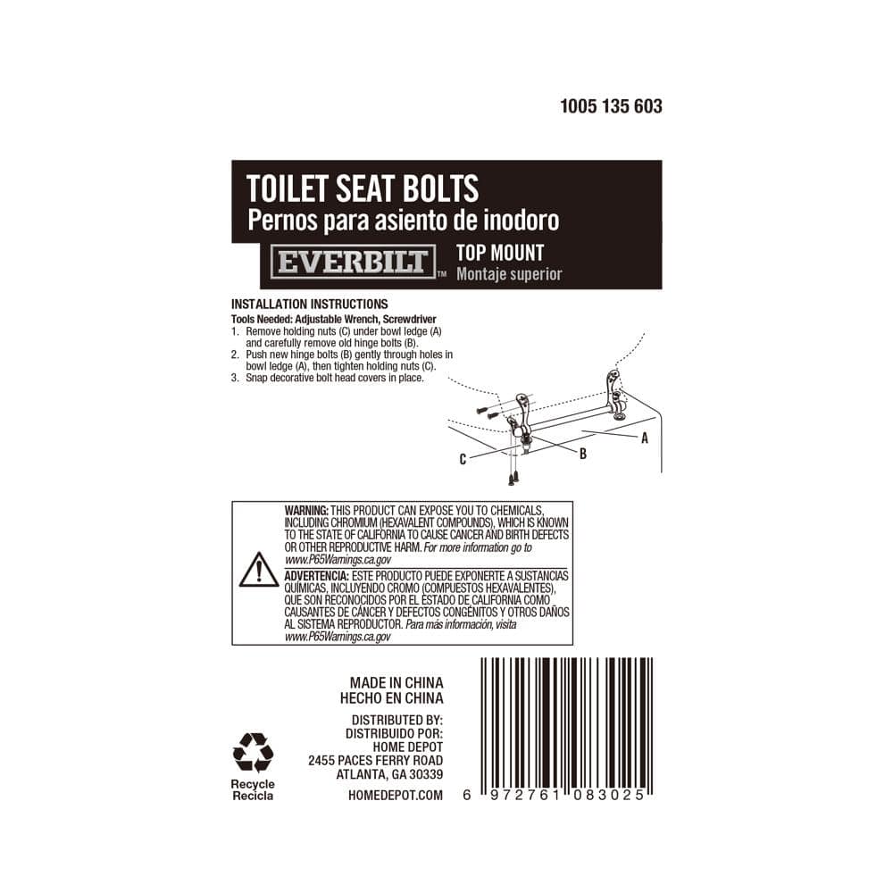 Everbilt Top Mount Toilet Seat Bolts (4)