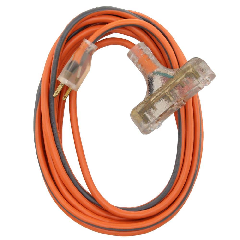 RIDGID 25 ft. 14/3 Multi-Outlet Extension Cord, Orange and Gray (1)