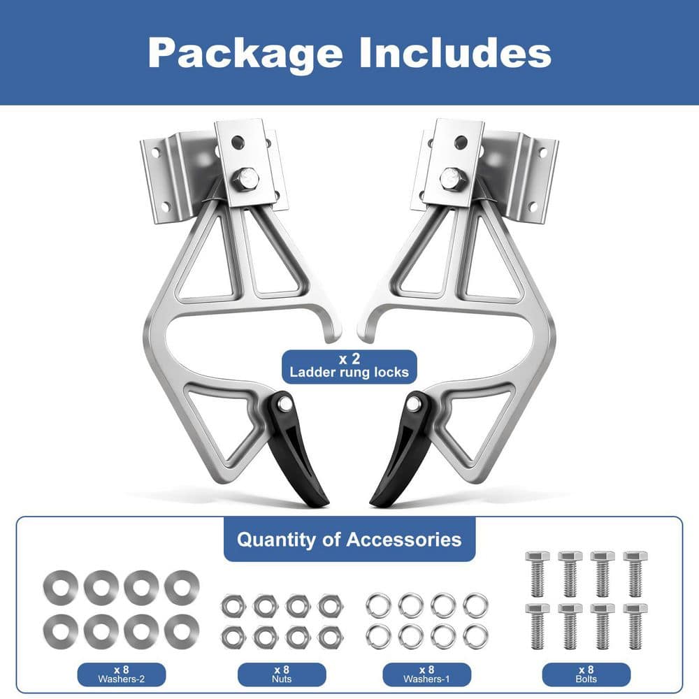 Helhom 2-Pack Aluminum Extension Ladder Locks, Ladder Rung Lock Kit for Model 28-11 Werner Aluminum Fiberglass (2)