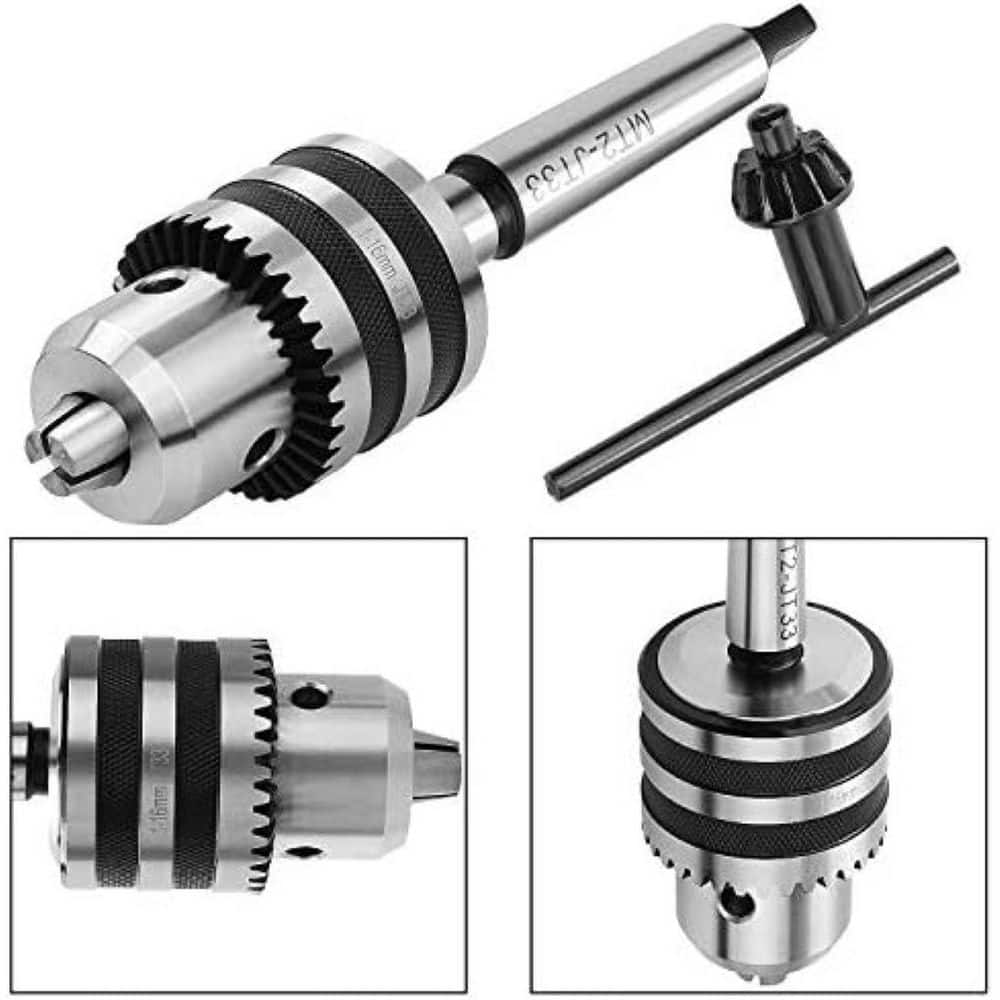 Unbranded 1/32-5/8 High-Speed Steel MT2 Drill Chuck with JT33 Morse Taper Arbor and Key for Lathe Drilling (1-Pack) (3)