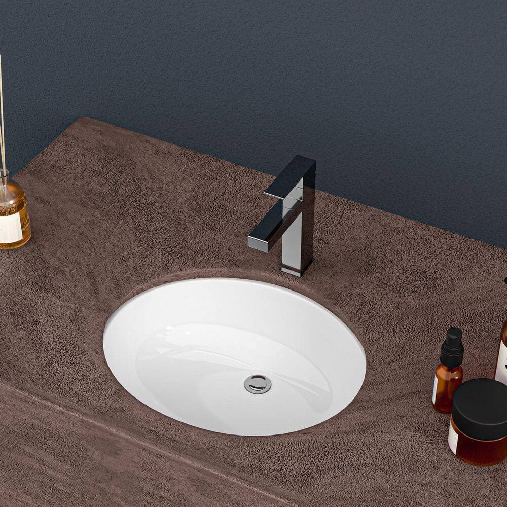 Coporesell 19.5 in. Undermount Oval Bathroom Sink with Overflow in White Ceramic (3)
