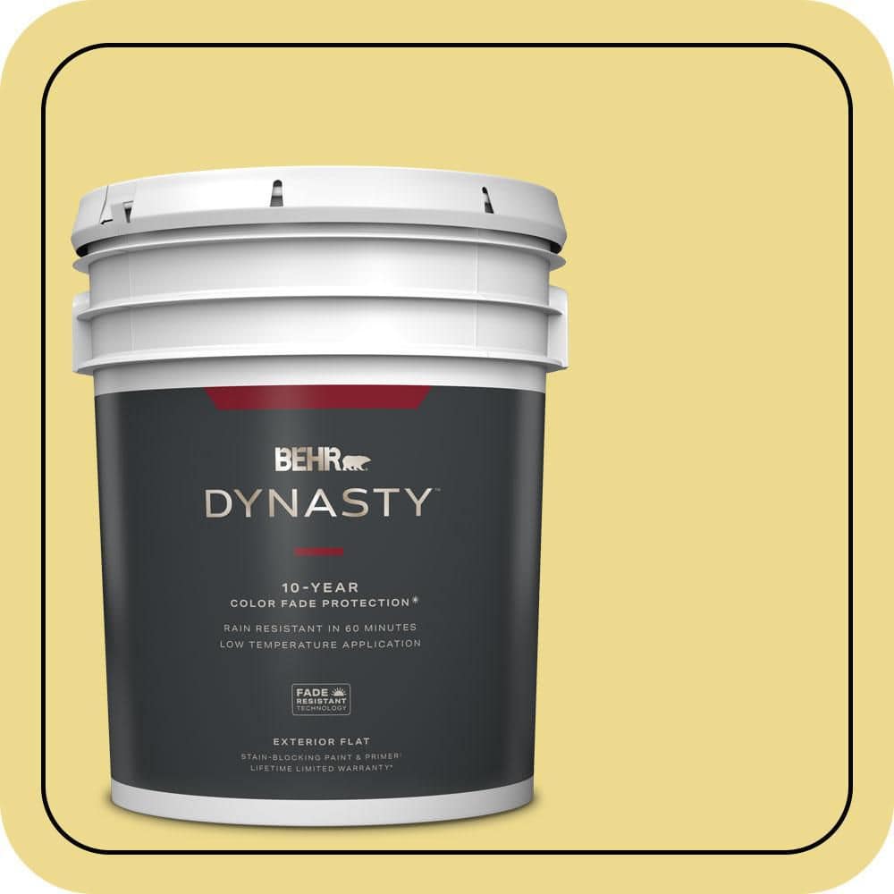 BEHR DYNASTY 5 gal. #P320-4 Pineapple Crush Flat Exterior Stain-Blocking Paint & Primer