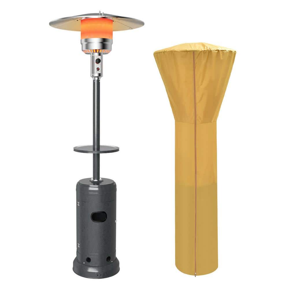 Gymax 87 in. Tall 48,000 BTU Grey Patio Propane Heater with Table and Cover (1)