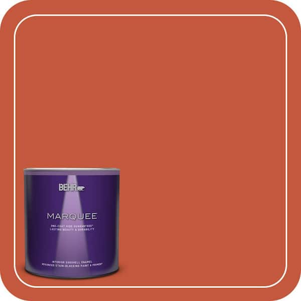 BEHR PREMIUM PLUS #BIC-31 Fire Coral Flat Interior/Exterior Paint & Primer Color Sample (4)