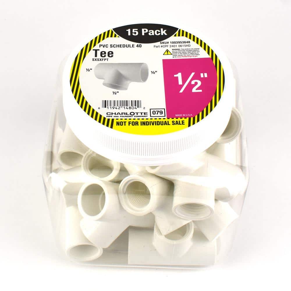 Charlotte Pipe 1/2 in. PVC Tee S x S x FPT Pro Pack (15-Pack) (4)