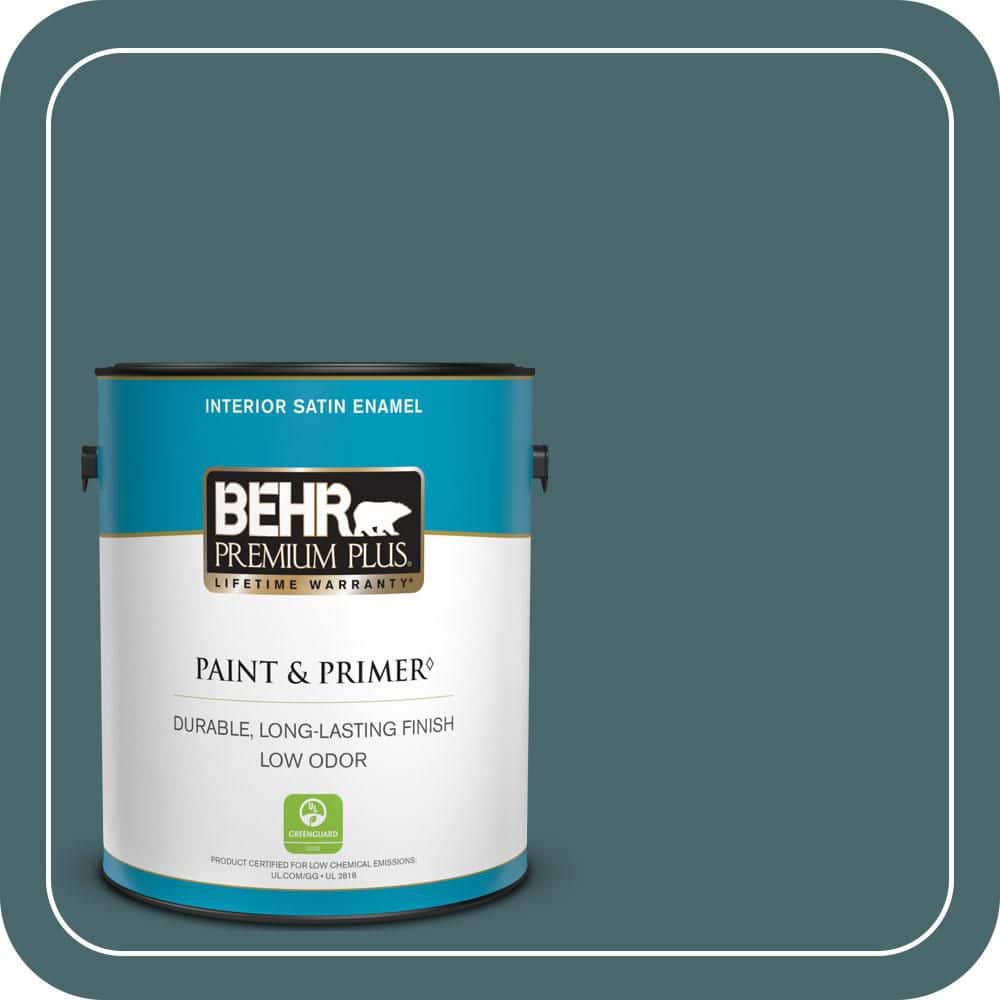 BEHR PREMIUM PLUS 1 gal. #500F-7 Mythic Forest Satin Enamel Low Odor Interior Paint & Primer