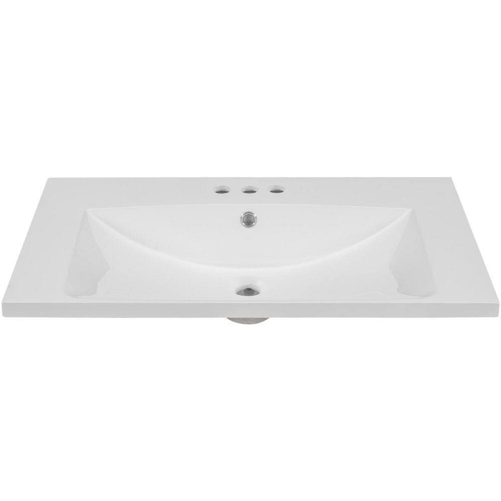 Unbranded 30 in. Single Undermount Rectangular Bathroom Sink with 3-Faucet Holes in White, Ceramic (1)