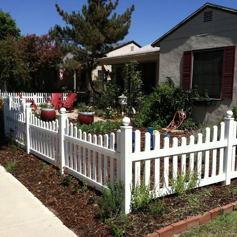 Weatherables Ellington 3 ft. H x 8 ft. W White Vinyl Picket Fence Panel Kit (2)