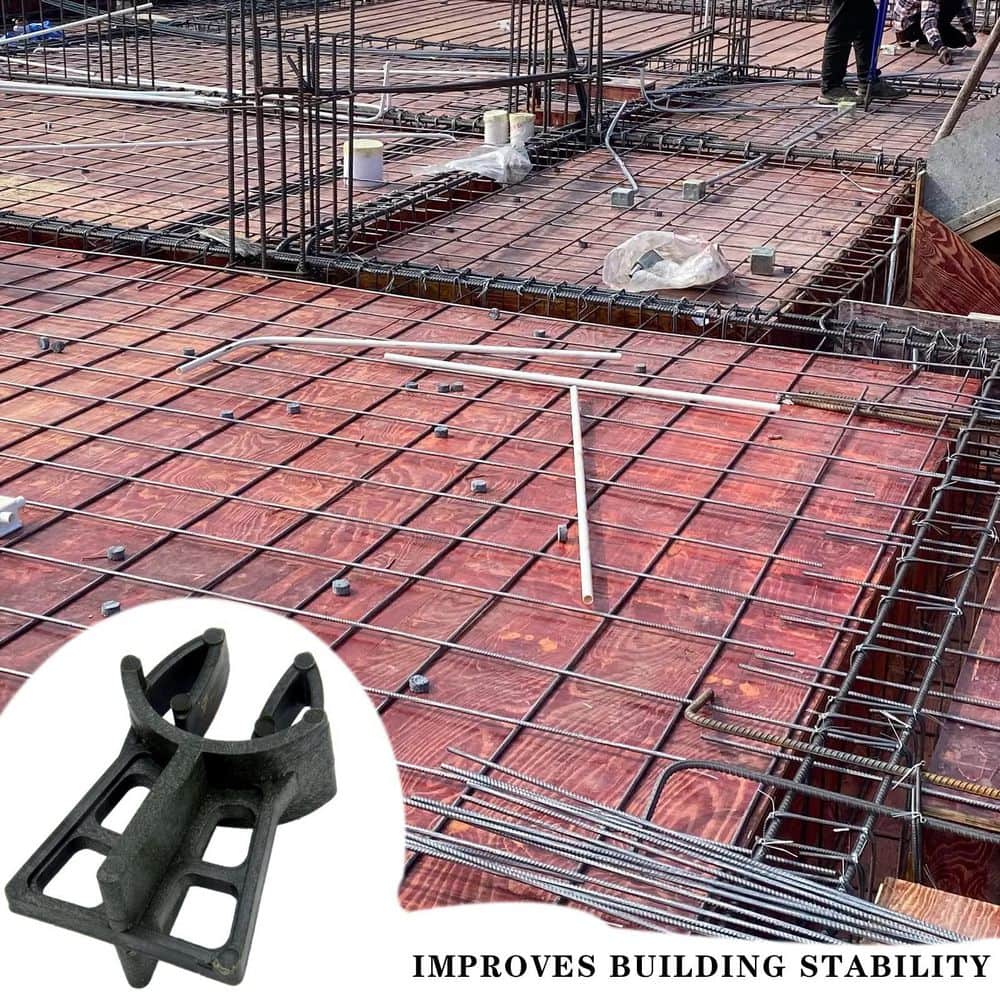 NVNOO Heavy Duty Plastic Rebar Chair Support for Concrete Stand, Fits Bar Sizes 3-5, Black (200-Pack) (2)