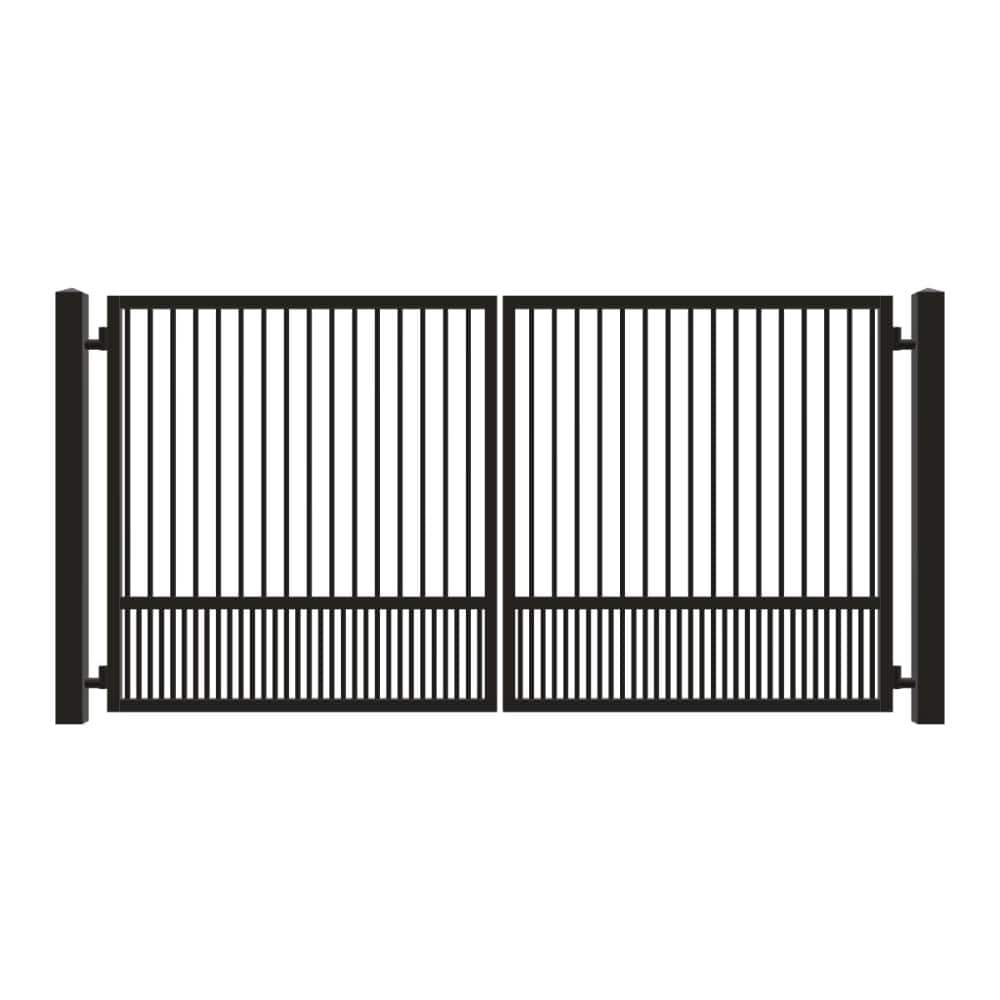 Unbranded Driveway Gate — Swing, Center, Square, Puppy, Black — 146"W x 72"H (1)