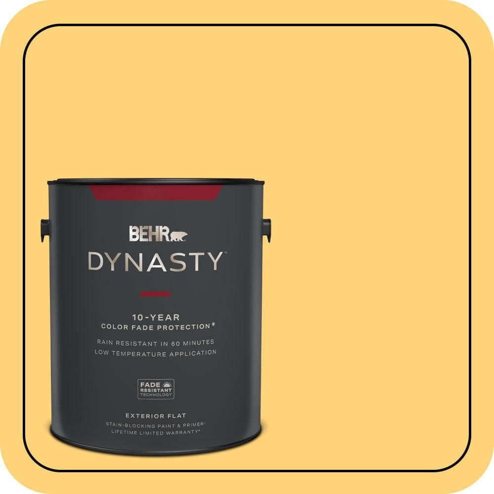 BEHR DYNASTY 1 gal. #P260-5 Yellow Jubilee Flat Exterior Stain-Blocking Paint & Primer