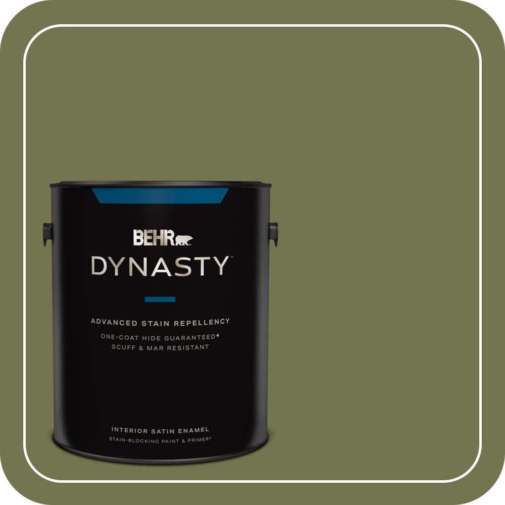 BEHR DYNASTY 1 gal. #S360-6 Secret Meadow Satin Enamel Interior Stain-Blocking Paint and Primer