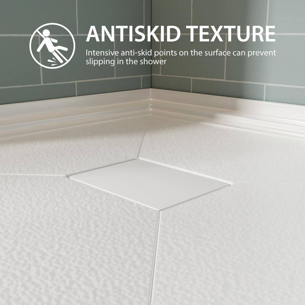 Liviza 36 in. L x 36 in. W Acrylic Alcove Square Shower Pan Base with Center Drain in White (2)