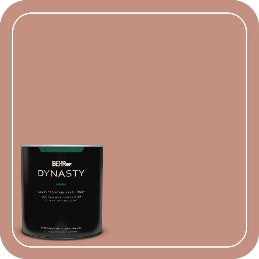 BEHR DYNASTY 1 qt. #MQ1-51 Mesa Peach One-Coat Hide Semi-Gloss Enamel Interior Stain-Blocking Paint and Primer
