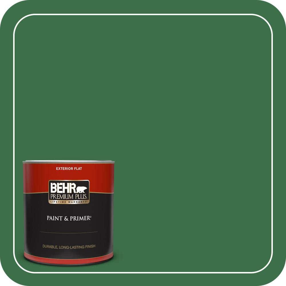BEHR PREMIUM PLUS 1 qt. #S-H-450 Parsley Sprig Flat Exterior Paint & Primer