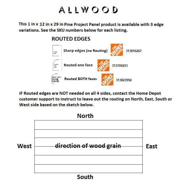 Unbranded 1 in. x 12 in. x 29 in. Allwood Birch Project Panel, Chopping Block, Cutting Board With Routed Edges on one Face (3)