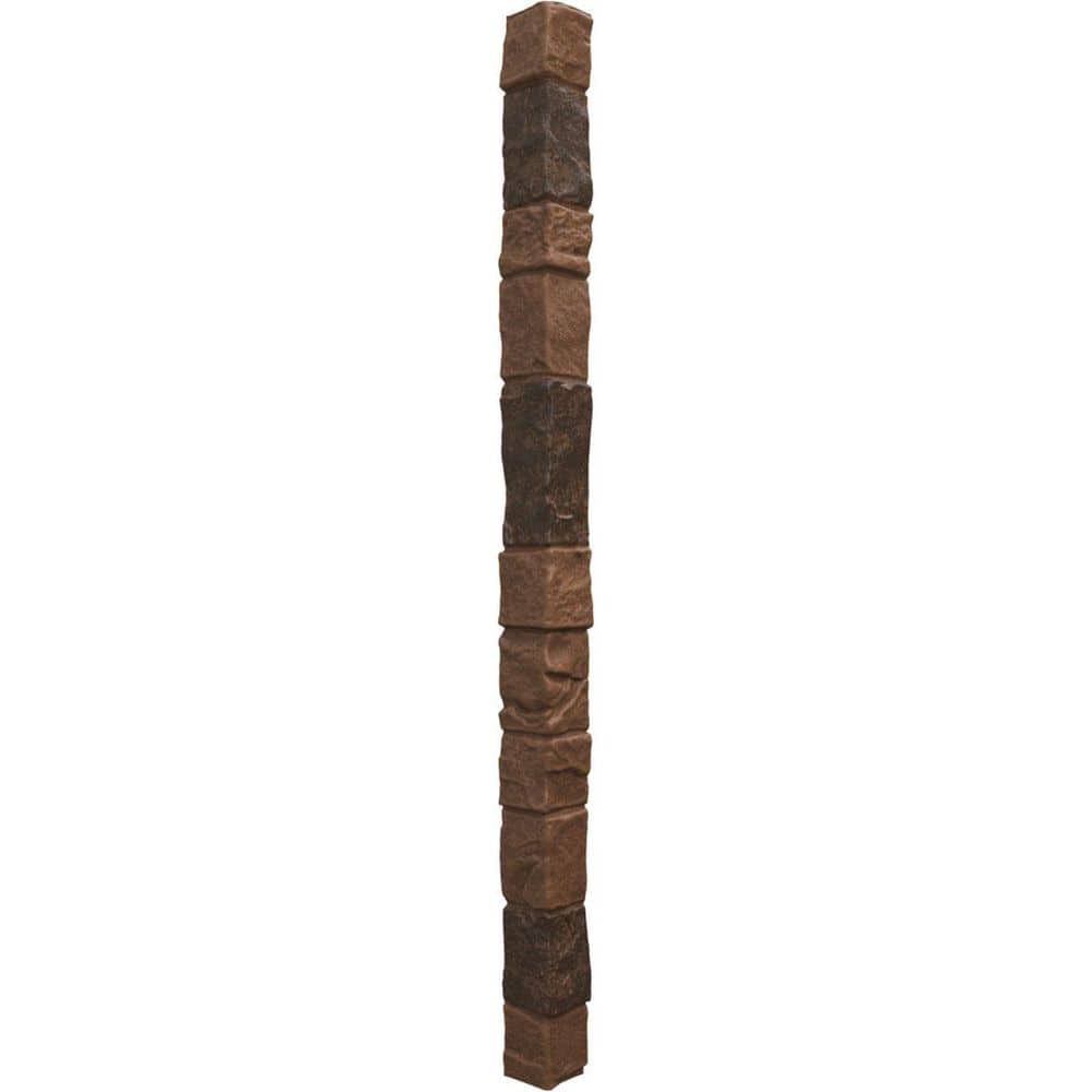 Ekena Millwork Universal Outside Corner for EverStone Faux Stone Siding Panels, 3"W x 3"D x 48"H, Weathered Brown Color (1)