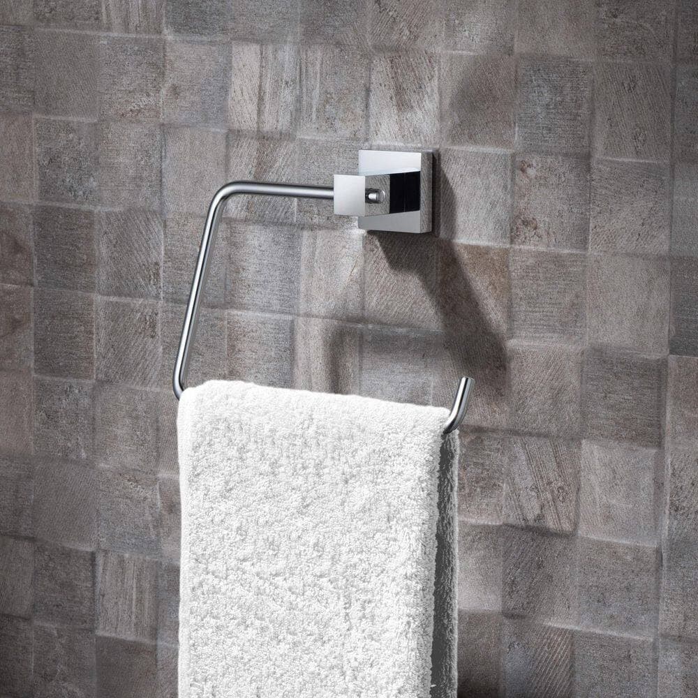 KIBI (1-Pack) Bathroom Accessories Wall Mounted Towel Ring in Chrome (2)