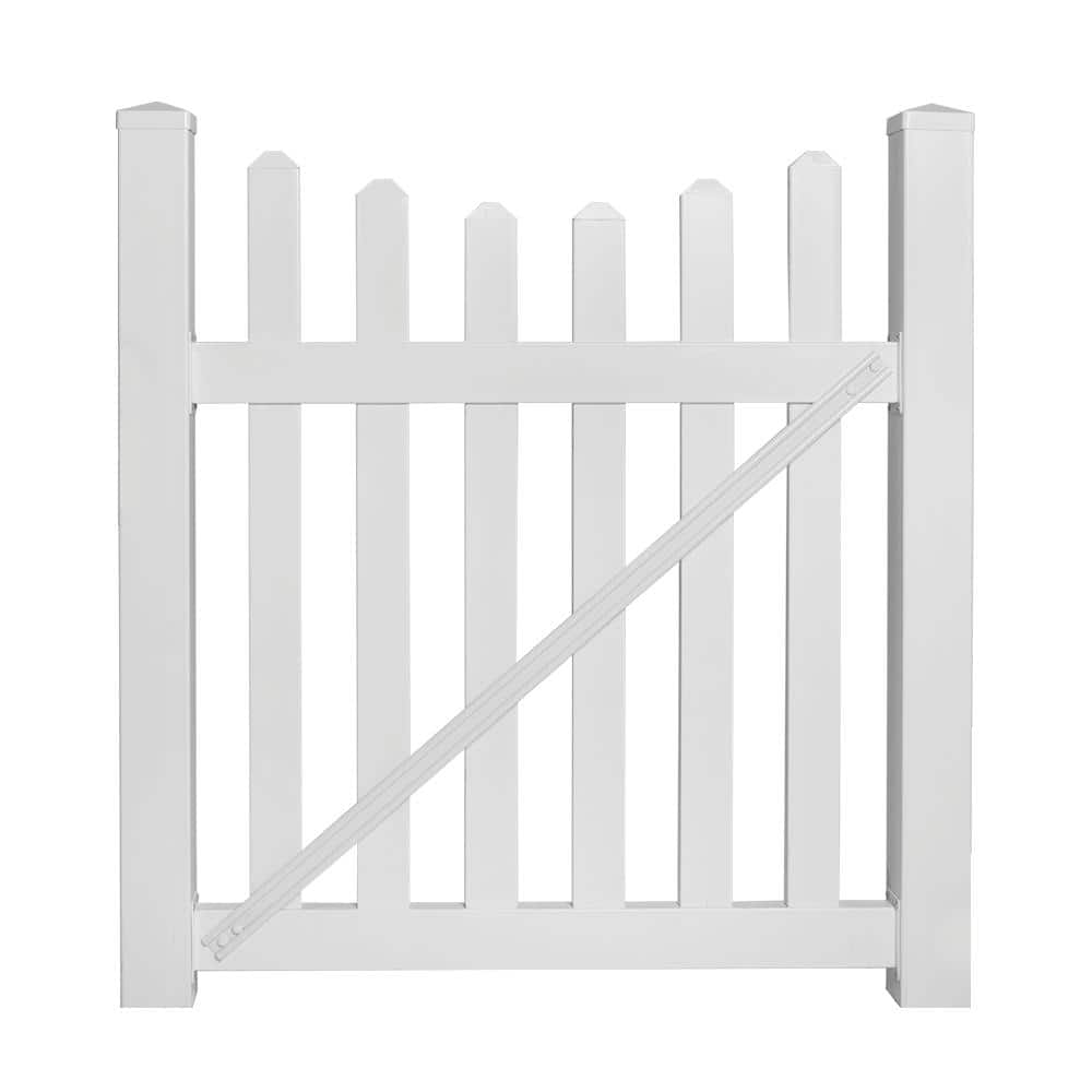 Weatherables Ellington 4 ft. W x 3 ft. H White Vinyl Picket Fence Gate Kit (1)