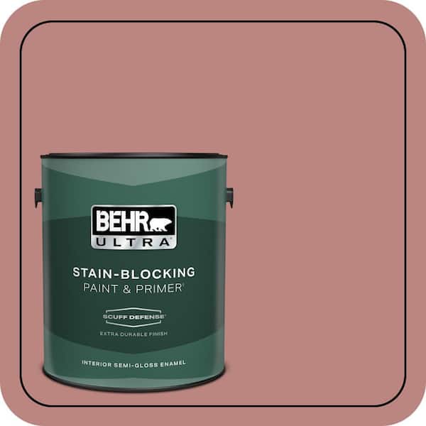 BEHR ULTRA 1 gal. #S150-4 Red Clover Extra Durable Semi-Gloss Enamel Interior Paint & Primer (2)
