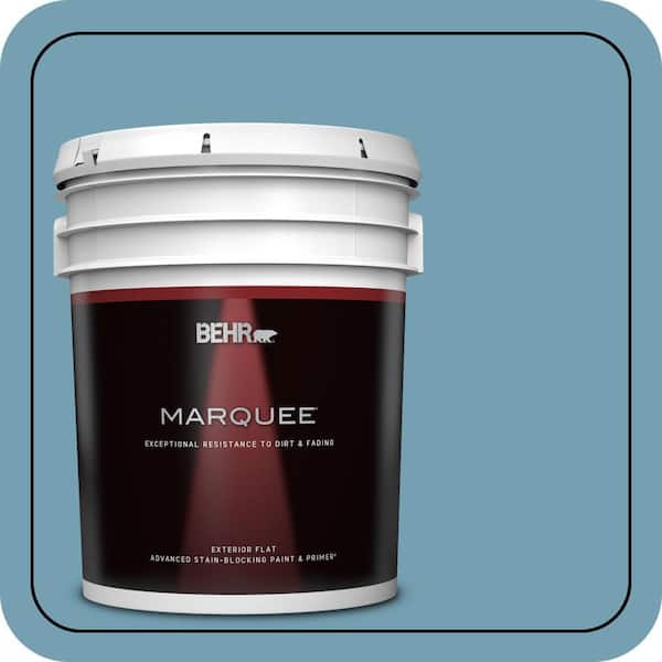 BEHR MARQUEE 5 gal. #S480-4 Saga Blue Flat Exterior Paint & Primer (2)